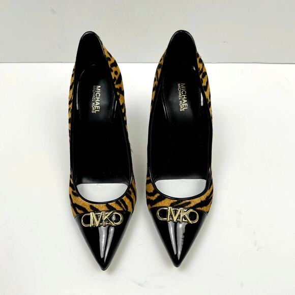 NEW MICHAEL Michael Kors Parker Tiger Print Calf Hair and Leather High Heel Pump - Picture 3 of 13
